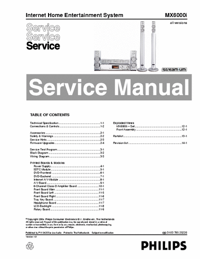 Philips MX-6000i 14 188 282 B, 7 parts, 88 pages